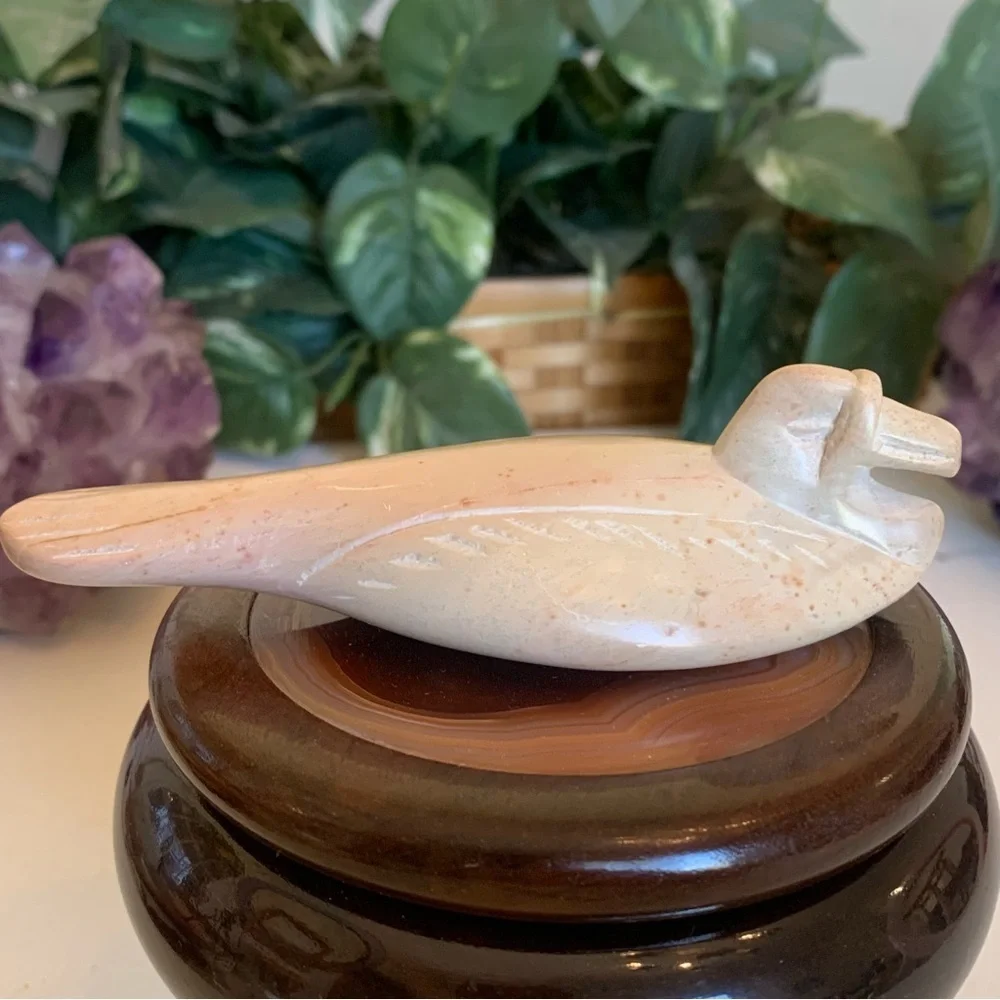 Hand Carved Soapstone Duck Loon Sculpture Stone Stylized Bird Figurine Kenya 4.6